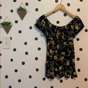 Red Lolly| Navy floral off shoulder top Medium NWT